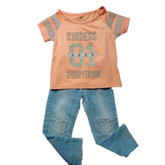 CAT AND JACK JEANS, PINK VELVET TOP, 2T - Picture 1 of 4